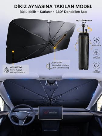 Toyota Corolla 2019-2026 Bükülebilir Saplı Şemsiye Tip Ön Cam Güneşliği