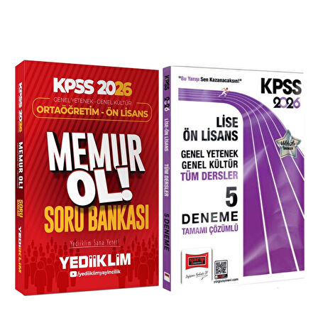 Yediiklim 2026 KPSS Ortaöğretim Önlisans Memur Ol Soru ve Yargı Tüm Dersler 5 li Deneme Seti 2 Kitap