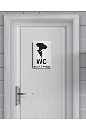 Bay-bayan Wc Yönlendirme Yazısı Metal Gümüş 2'li 13x10 Cm