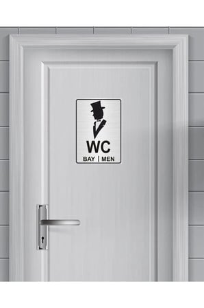 Bay-bayan Wc Yönlendirme Yazısı Metal Gümüş 2'li 13x10 Cm