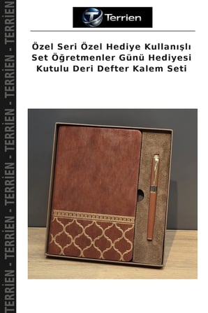 Özel Seri Özel Hediye Kullanışlı Set Öğretmenler Günü Hediyesi Kutulu Deri Defter Kalem Seti