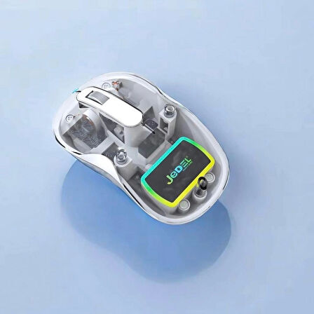 Kablosuz Şeffaf Mouse Bluetooth Bağlantı Mouse Usb Bağlantı veya Type-C Yeni Nesil Bağlantı Beyaz 