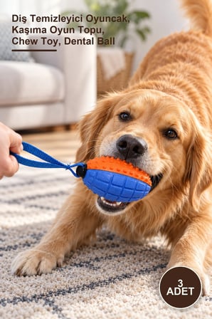 3 Adet Köpek Diş Kaşıma Topu – Diş Temizleyici Oyuncak, Kaşıma Oyun Topu, Chew Toy, Dental Ball