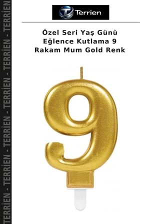 Özel Seri Yaş Günü Eğlence Kutlama 9 Rakam Mum Gold Renk