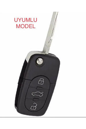 Audi A2 A3 A4 A6 A8 Uyumlu Silikon Anahtar Koruma Kılıfı 3 Tuşlu Mavi Renk