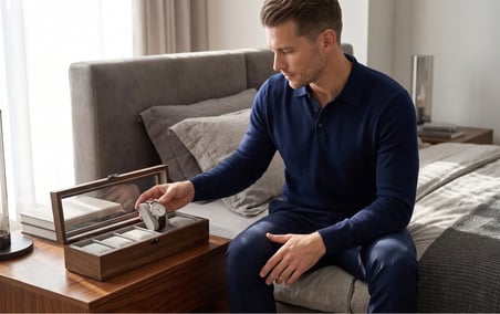 Woodini Premium Gri 6'lı Ahşap Saat Kutusu - Yeni Nesil Yastıklı