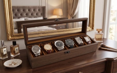 Woodini Premium Taba 6'lı Ahşap Saat Kutusu - Yeni Nesil Yastıklı