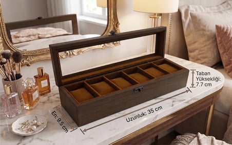 Woodini Premium Taba 6'lı Ahşap Saat Kutusu - Yeni Nesil Yastıklı