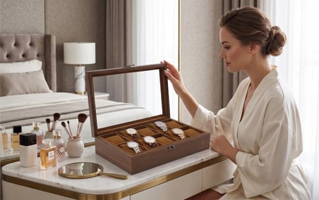 Woodini Premium Taba 10'lu Ahşap Saat Kutusu - Yeni Nesil Yastıklı