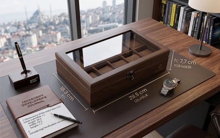 Woodini Premium Taba 10'lu Ahşap Saat Kutusu - Yeni Nesil Yastıklı