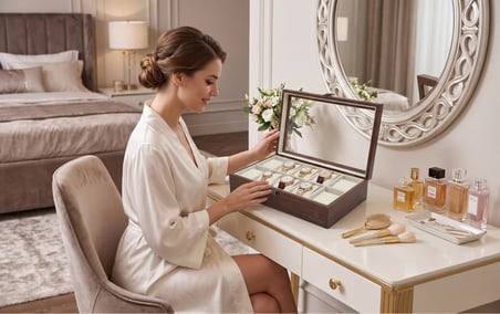 Woodini Premium Krem 10'lu Ahşap Saat Kutusu - Yeni Nesil Yastıklı