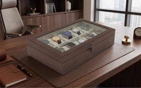 Woodini Premium Krem 10'lu Ahşap Saat Kutusu - Yeni Nesil Yastıklı