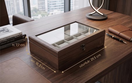Woodini Premium Krem 10'lu Ahşap Saat Kutusu - Yeni Nesil Yastıklı