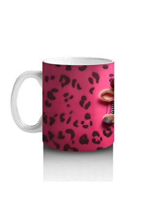 Çocuklara Sütü Sevdiren Kalpli Ceketli Buzağı Desenli Kupa Bardak