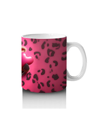 Çocuklara Sütü Sevdiren Kalpli Ceketli Buzağı Desenli Kupa Bardak