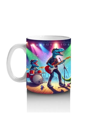 Çocuklara Sütü Sevdiren Müzik Grubu Dinozorlar Desenli Kupa Bardak