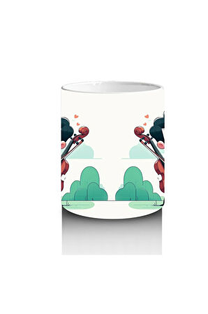 Çocuklara Sütü Sevdiren Viyolonsel Çalan Sevimli Müzisyen Desenli Kupa Bardak