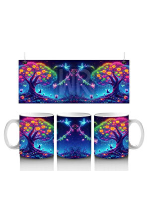 Çocuklara Sütü Sevdiren Işıltılı Periler ve Masal Ormanı Desenli Kupa Bardak