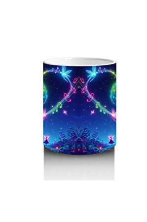 Çocuklara Sütü Sevdiren Işıltılı Periler ve Masal Ormanı Desenli Kupa Bardak