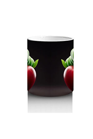 Çocuklara Sütü Sevdiren Gözlüklü Elma Kurdu Desenli Kupa Bardak