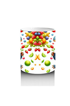 Çocuklara Sütü Sevdiren Meyve Şöleni Yapan Dinozor Desenli Kupa Bardak