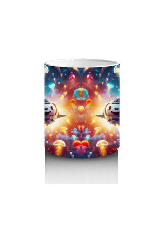 Çocuklara Sütü Sevdiren Denizaltı Roketleri ve Işık Saçan Denizanası Ormanı Desenli Kupa Bardak