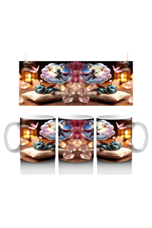 Çocuklara Sütü Sevdiren Rüya Gören Minik Ejderha ve Kahraman Masalı Desenli Kupa Bardak