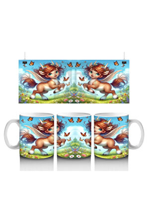 Çocuklara Sütü Sevdiren Sevimli Kanatlı Pony Kupa Bardak