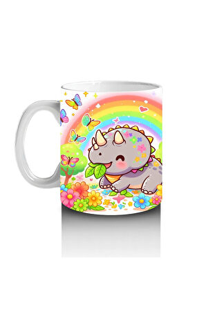 Çocuklara Sütü Sevdiren Dino ve Gökkuşağı Bahçesi Kupa Bardak