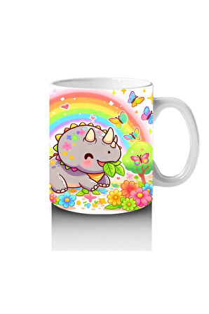 Çocuklara Sütü Sevdiren Dino ve Gökkuşağı Bahçesi Kupa Bardak