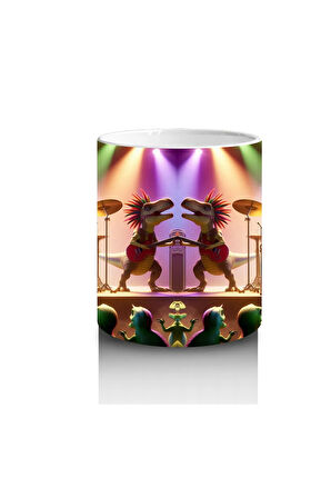 Çocuklara Sütü Sevdiren Dino Rock Konseri Kupa Bardak