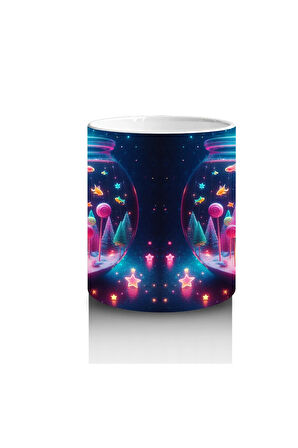 Çocuklara Sütü Sevdiren Parıltılı Mantar Dünyası Kupa Bardak