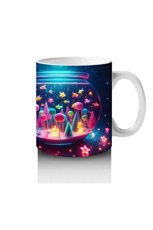 Çocuklara Sütü Sevdiren Parıltılı Mantar Dünyası Kupa Bardak