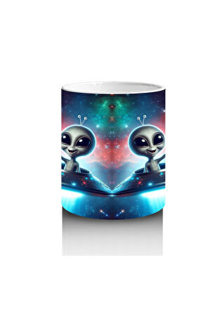 Çocuklara Sütü Sevdiren Hoverboardlu Uzaylı Kupa Bardak