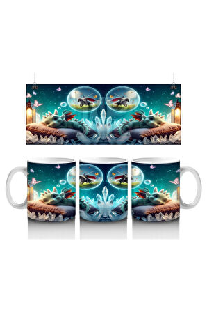 Çocuklara Sütü Sevdiren Ay Altında Uçan Cadılar Kupa Bardak