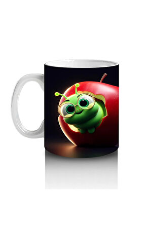 Çocuklara Sütü Sevdiren Neşeli Solucanlı Elma Kupa Bardak