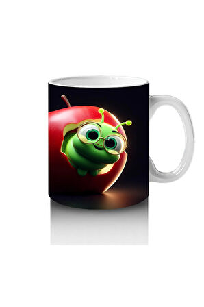 Çocuklara Sütü Sevdiren Neşeli Solucanlı Elma Kupa Bardak