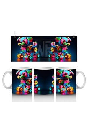 Çocuklara Sütü Sevdiren Işıltılı Dişli Robot Köpek Kupa Bardak