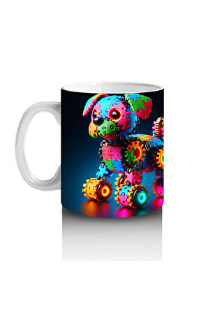 Çocuklara Sütü Sevdiren Işıltılı Dişli Robot Köpek Kupa Bardak