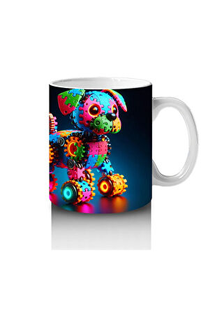 Çocuklara Sütü Sevdiren Işıltılı Dişli Robot Köpek Kupa Bardak