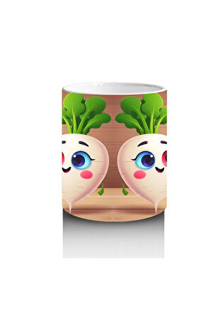 Çocuklara Sütü Sevdiren Kalpli Kök Sebze Dostluğu Kupa Bardak