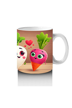 Çocuklara Sütü Sevdiren Kalpli Kök Sebze Dostluğu Kupa Bardak