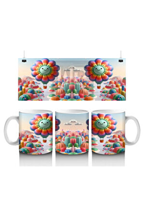 Çocuklara Sütü Sevdiren Balon Çiçek Karnavalı Kupa Bardak