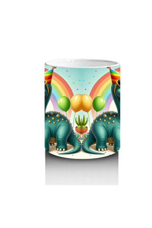 Çocuklara Sütü Sevdiren Doğum Günü Dinozor Kupa Bardak