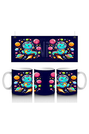 Çocuklara Sütü Sevdiren Kozmik Maceracı Kedi Kupa Bardak