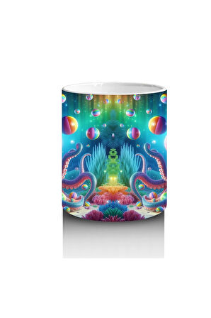 Çocuklara Sütü Sevdiren Işıltılı Ahtapot Karnavalı Kupa Bardak