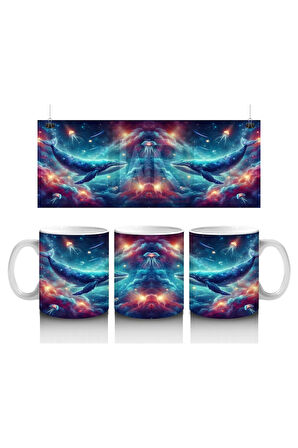 Çocuklara Sütü Sevdiren Uzay Balinaları Kupa Bardak