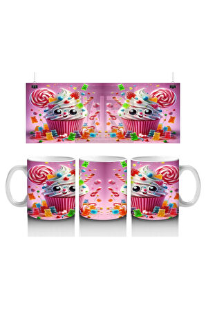 Çocuklara Sütü Sevdiren Şeker Patlamalı Cupcake Kupa Bardak