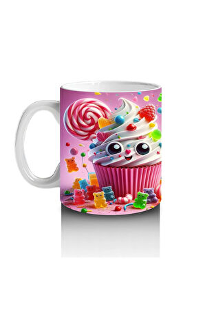 Çocuklara Sütü Sevdiren Şeker Patlamalı Cupcake Kupa Bardak
