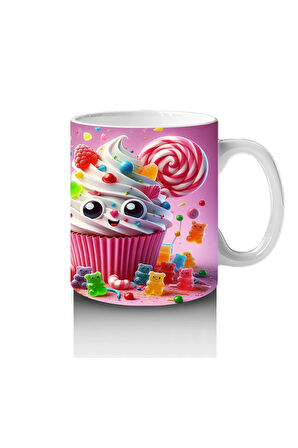 Çocuklara Sütü Sevdiren Şeker Patlamalı Cupcake Kupa Bardak